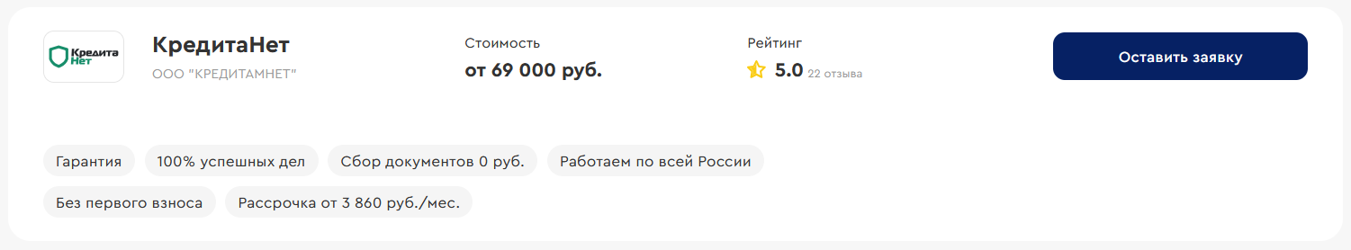 КредитаНет — в рейтинге лучших компаний по ведению процедур несостоятельности физлиц в Нижнем Новгороде по данным портала «БФЛ.топ»